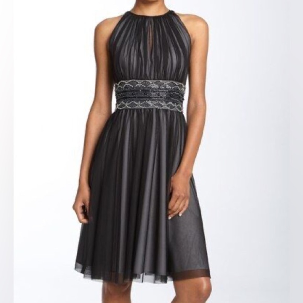 JS Boutique Tulle Dress with Beaded Waistline